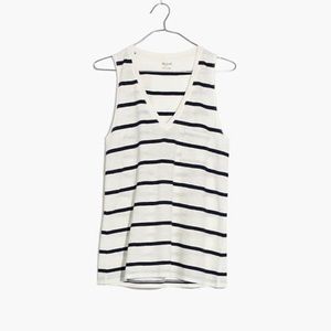 Madewell Whisper Cotton V-Neck Pocket Tank Sz XS